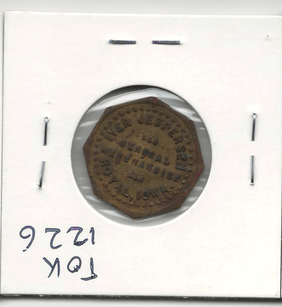 Royal, Iowa. Iver Jesperson General Mechandise 5 Cent Token