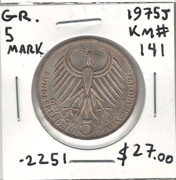 Germany: 1975J 5 Mark #2