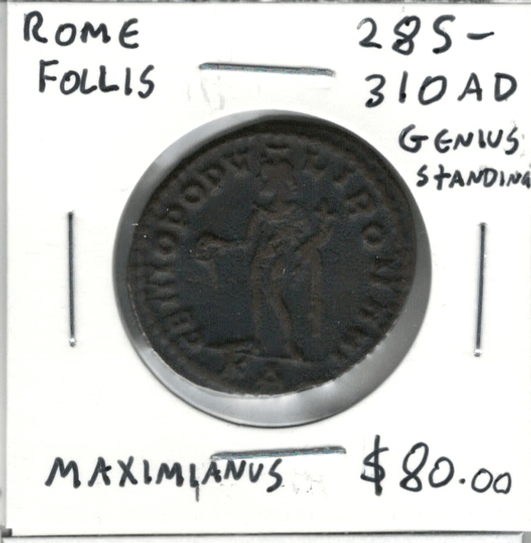 Rome: 285-310 Follis Maximianus, Genius Standing