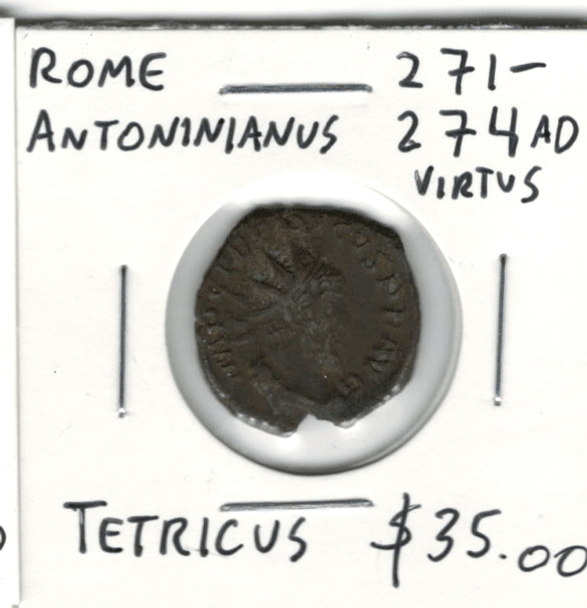 Rome: 271-274 AD Antoninianus Tetricus, Virtus