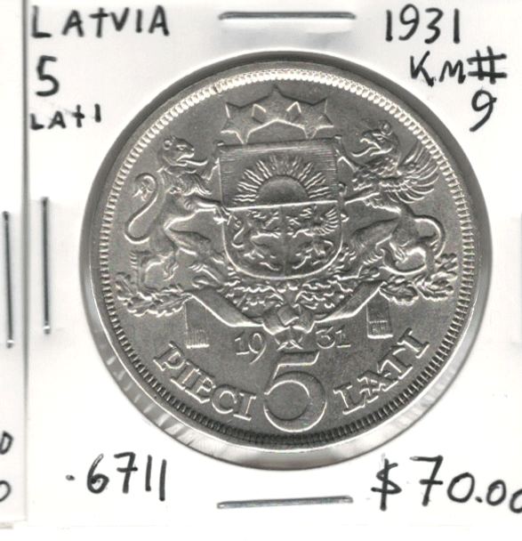 Latvia: 1931 5 Lati #2