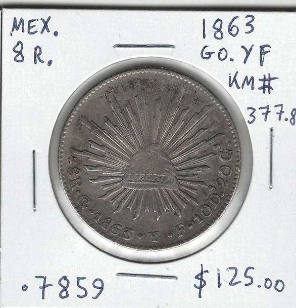 Mexico: 1863 G.O. Y.F. 8 Reales