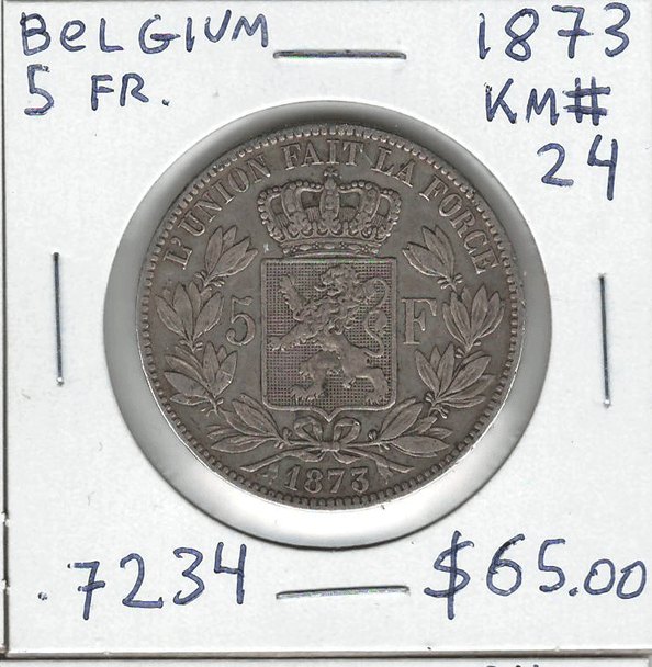 Belgium: 1873 5 Francs #2