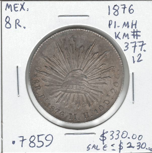 Mexico: 1876 P.I. M.H. 8 Reales, Scratches