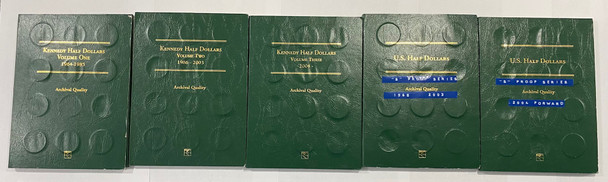 United States: 1964-2019 Kennedy 50 Cent Pieces in 5 books Also 1968-2020 Proof Kennedy 50 Cent (151 Pieces)