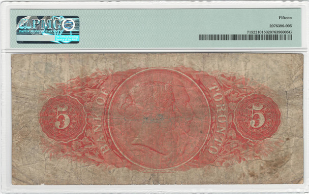 Canada: 1912 $5 Banknote - Bank of Toronto PMG F15