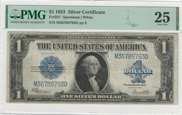 United States: 1923 $1 Silver Certificate Banknote PMG VF25