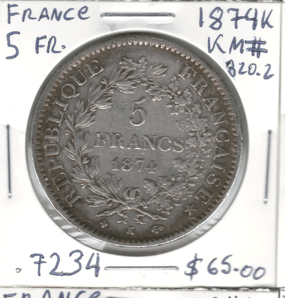 France: 1874K  5 Francs