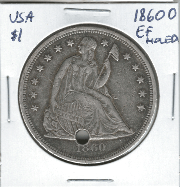 United States: 1860o Seated Liberty Silver Dollar