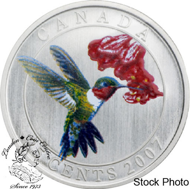 Canada: 2007 25 Cents Ruby-throated Hummingbird Coloured Coin