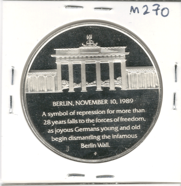 1989 Franklin Mint Berlin Wall Silver Medal