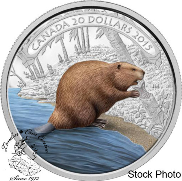 Canada: 2015 $20 Beaver at Work Coloured Silver Coin