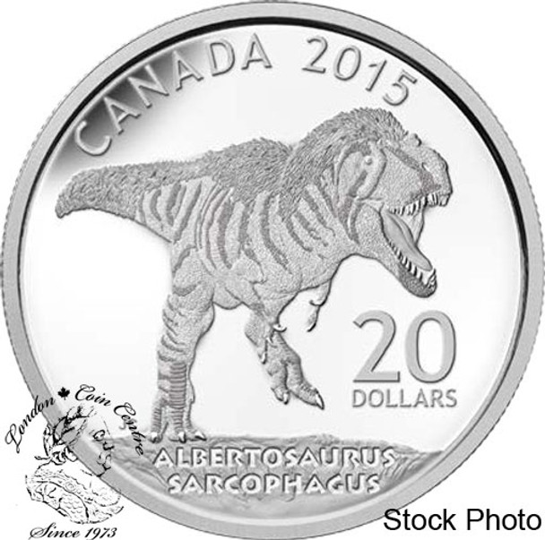 Canada: 2015 $20 Canadian Dinosaurs: Albertosaurus Silver Coin