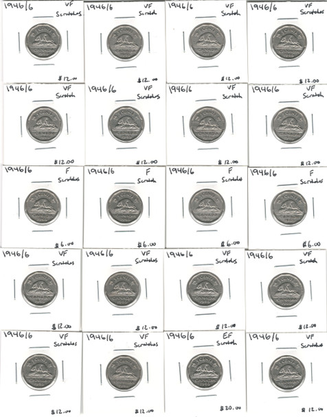 Canada: 1946/6 5 Cent Nickel Collection Lot (20 Pieces) *See Photos*