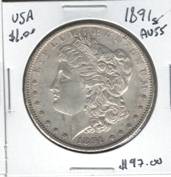 United States: 1891s Morgan  Dollar AU55