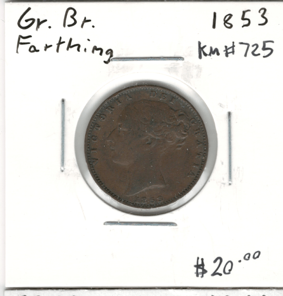 Great Britain: 1853 Farthing #3