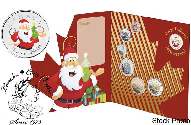 Canada: 2010 Holiday Gift Set with Santa Coloured Quarter