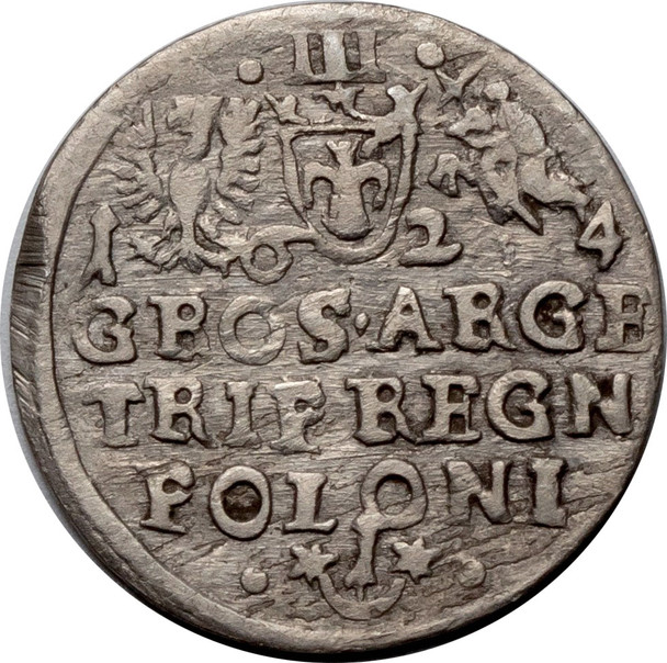 Poland: 1624 Krakow 3 Grosze, Zygmunt III  Waza