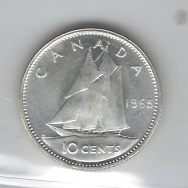 Canada: 1965 10 Cent ICCS MS64 Heavy Cameo