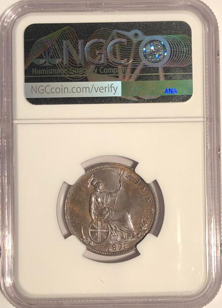 Great Britain: 1891 1/2 Penny NGC MS63 BN