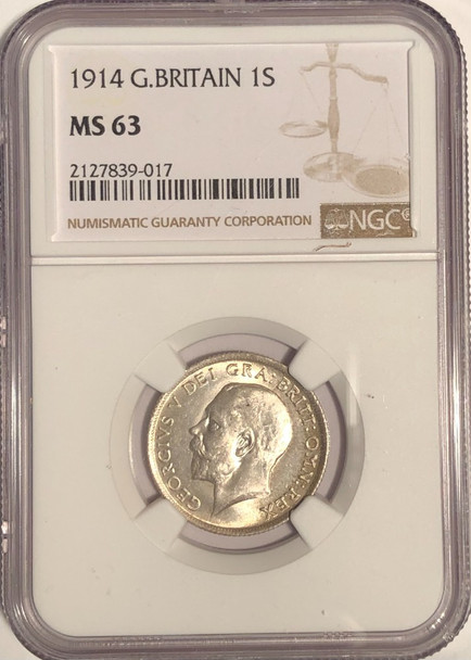 Great Britain: 1914 Shilling  NGC  MS63