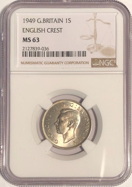 Great Britain: 1949 Shilling NGC MS63, English Crest