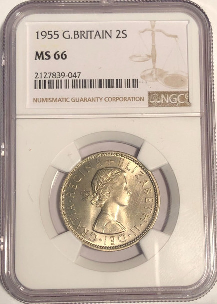 Great Britain: 1955 Florin NGC MS66