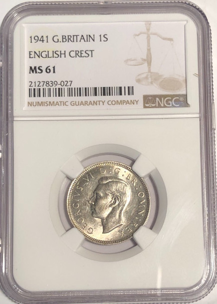 Great Britain: 1941 Shilling NGC MS61, English Crest