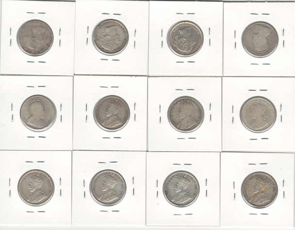 Canada: Coin Lot Includes 12 Silver 25 Cent Coins (SEE PICTURES) 1871-1919