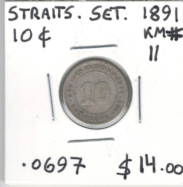 Straits Settlements: 1891 10  Cents