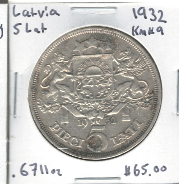 Latvia: 1932  5 Lati