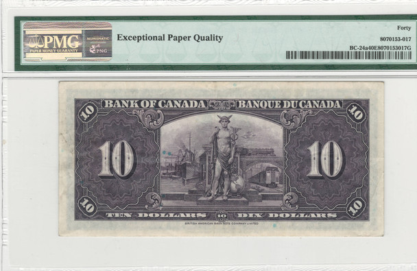 Canada: 1937 $10 Bank of Canada Banknote  BC-24a PMG EF40 EPQ