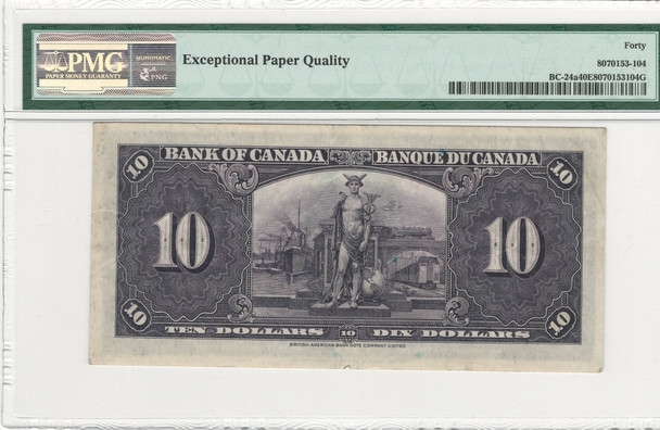Canada: 1937 $10 Bank of Canada  Banknote  BC-24a PMG EF40 EPQ