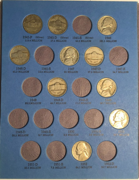 United States: 1938 - 1961 5 Cent Jefferson Nickel Collection  -  Whitman Folder