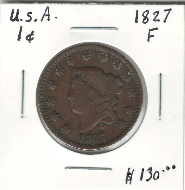 United States: 1827 1 Cent F12