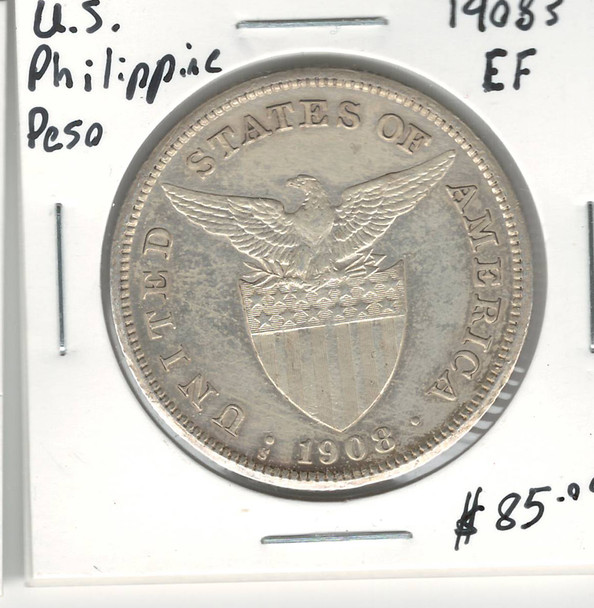 United States: Philippines: 1908S Peso EF