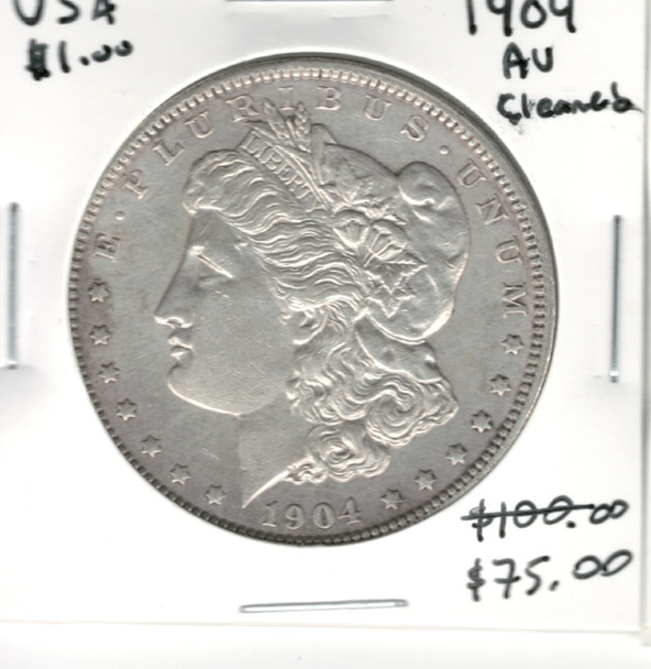 United States: 1904 Morgan Dollar AU Cleaned