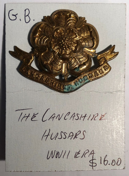 Great Britain: WWI/WWII Lancashire Hussars Cap Badge