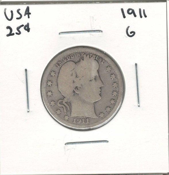 United States: 1911 25 Cent  G4