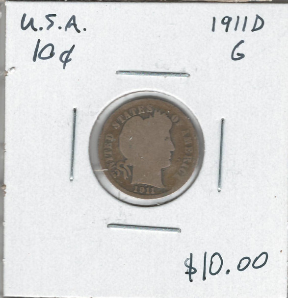 United States: 1911D 10 Cent G4