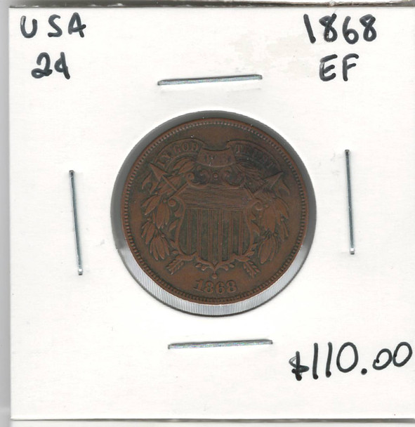 United States: 1868 2 Cent EF