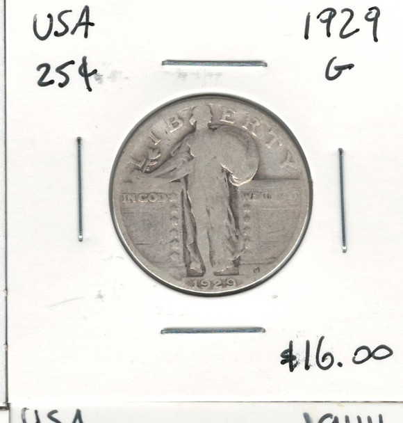 United States:  1929 25 Cent G4
