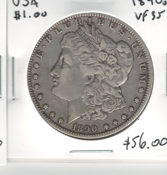 United States: 1890o Morgan Dollar VF35