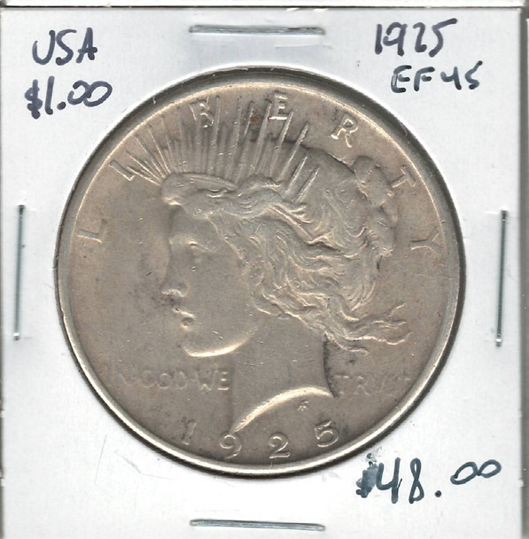United States: 1925 Peace Dollar EF45