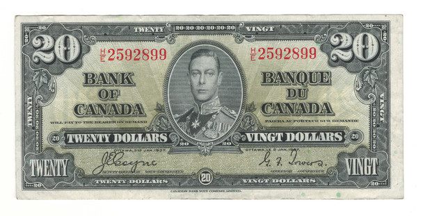 Canada:  1937 $20  Bank Of  Canada Banknote  BC-25c