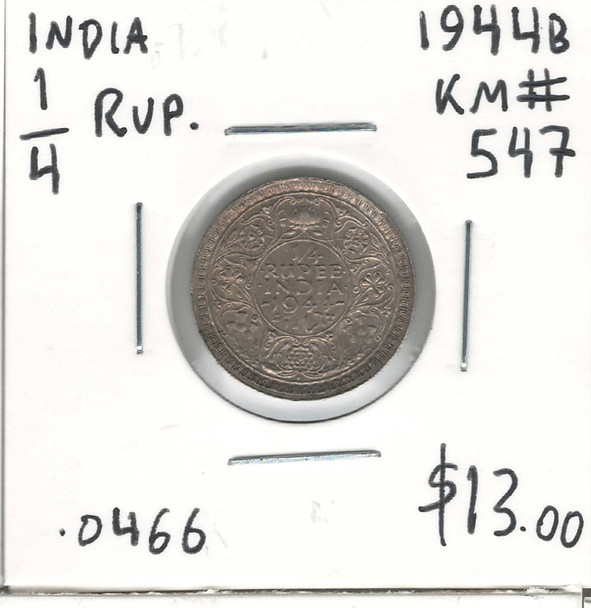 India: 1944B 1/4 Rupee