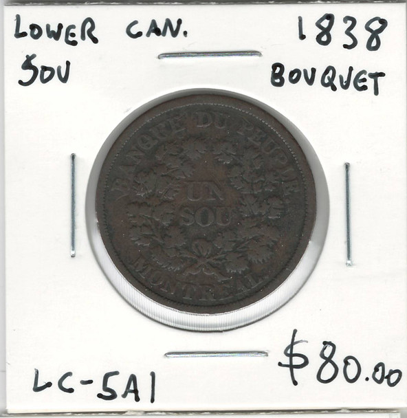 Lower Canada: 1838 Bouquet Sou LC-5A1