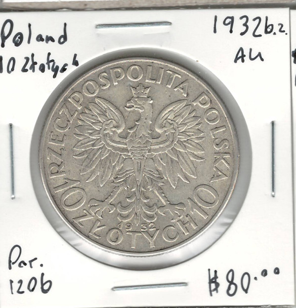 Poland: 1932 10 Zlotych without Mint Mark AU