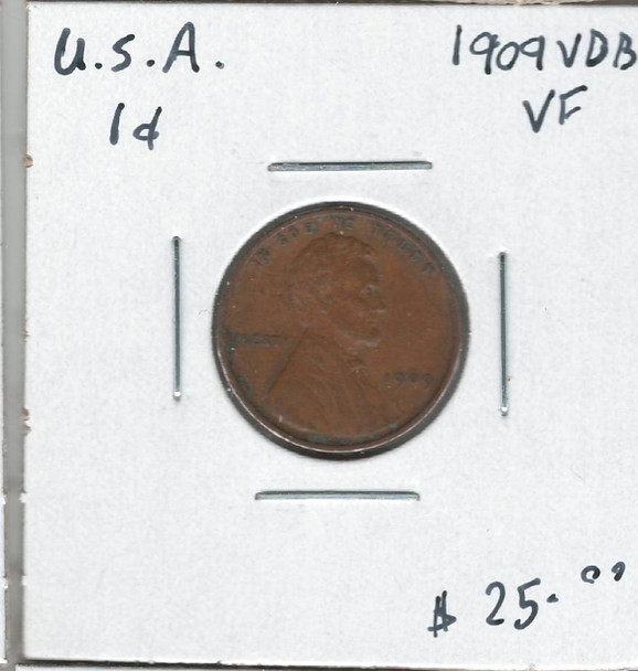 United States: 1909 VDB  1  Cent    VF