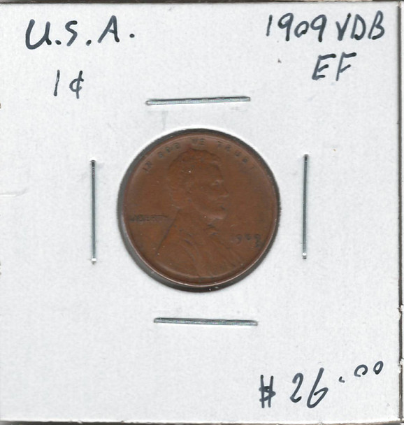 United States: 1909 VDB  1  Cent    EF